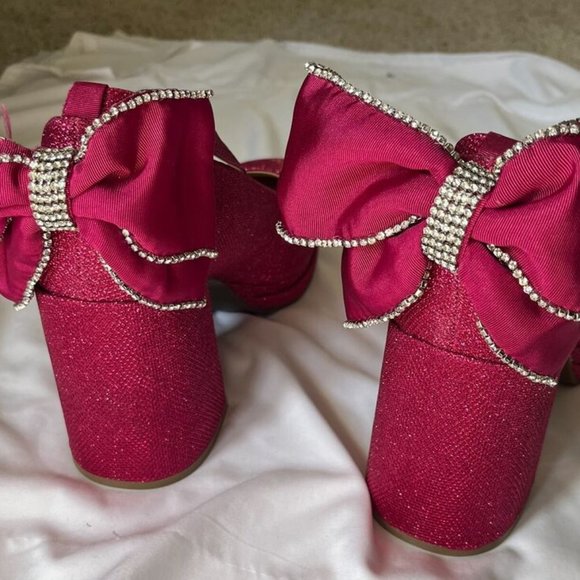Torrid Betsey Johnson Pink Bow Back Heels Shoes 12WW - Picture 6 of 8